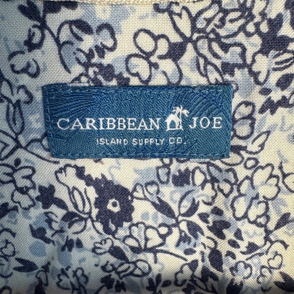 Caribbean Joe Men's Tropical Island Floral Short Sleeve Button Shirt Blue 2XT - Picture 4 of 15